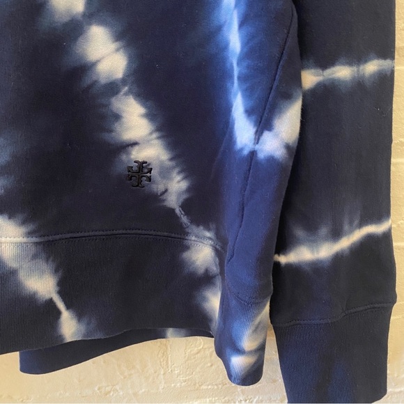 Tory Burch || Tory Sport Tie Dye French Terry Crew Sweatshirt Oversized Blue S - Picture 2 of 8